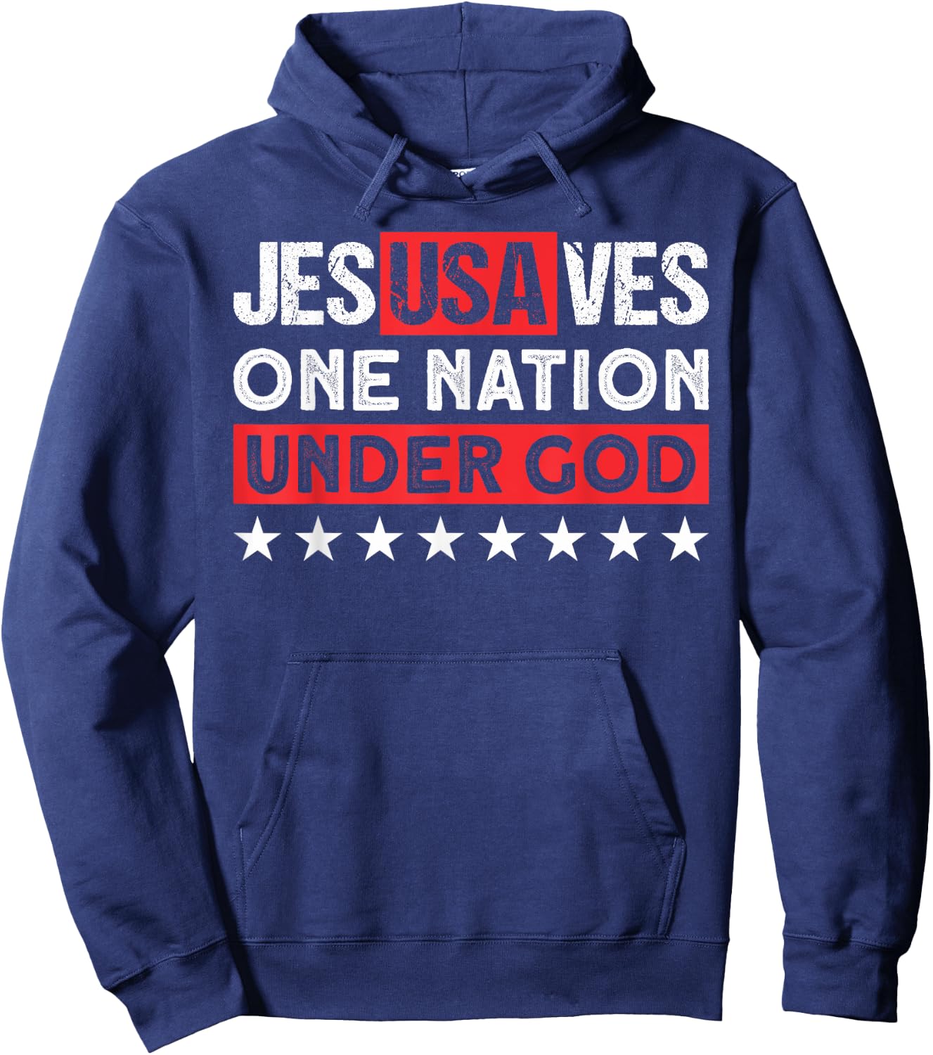 Jesus Saves USA One Nation Under God - Christian Patriotic Women Men Hoodie - Hoodie | Navy