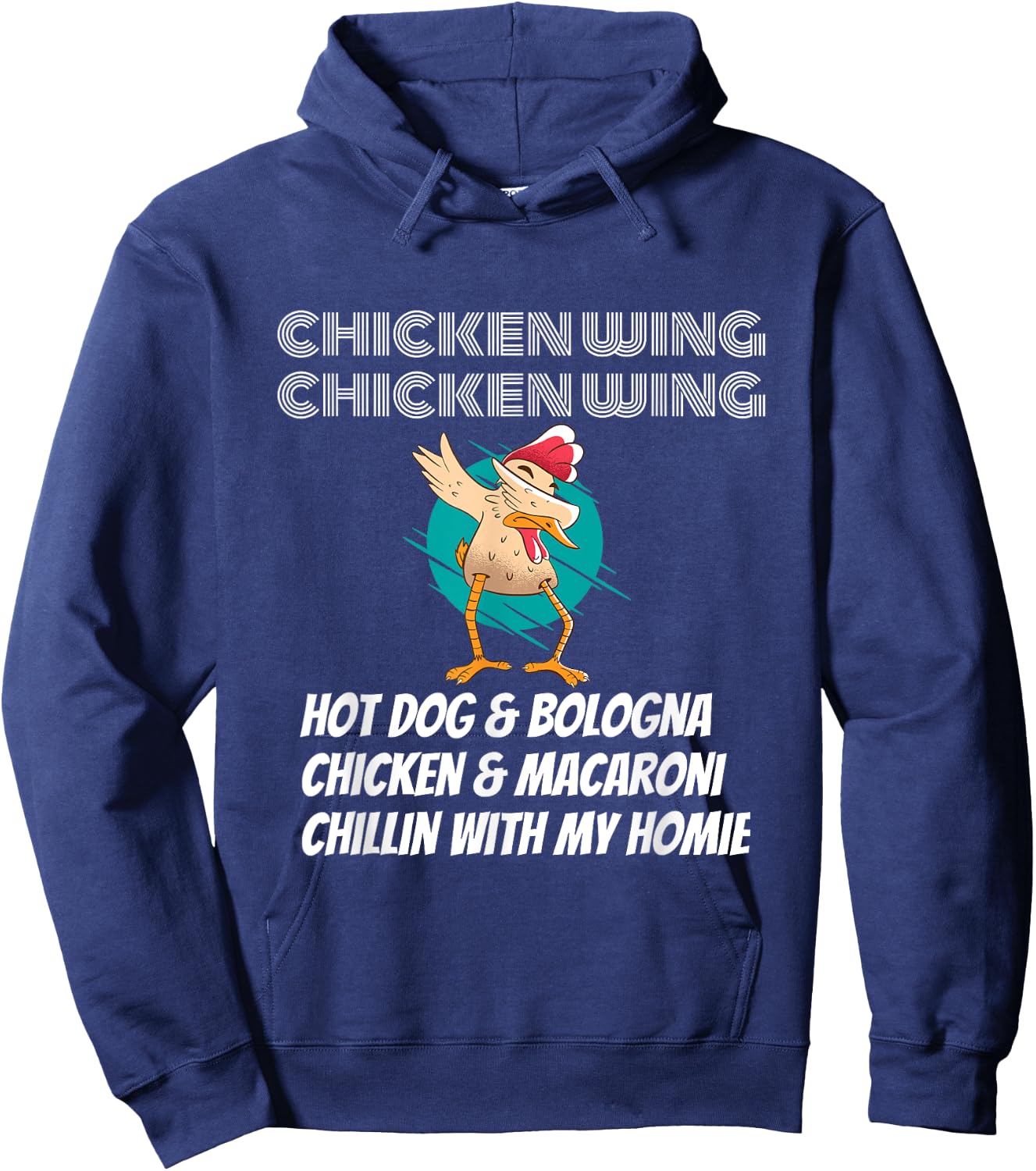 Funny chicken wing chicken wing. Hot dog & bologna. Women Girls Kids Hoodie - Hoodie | Navy