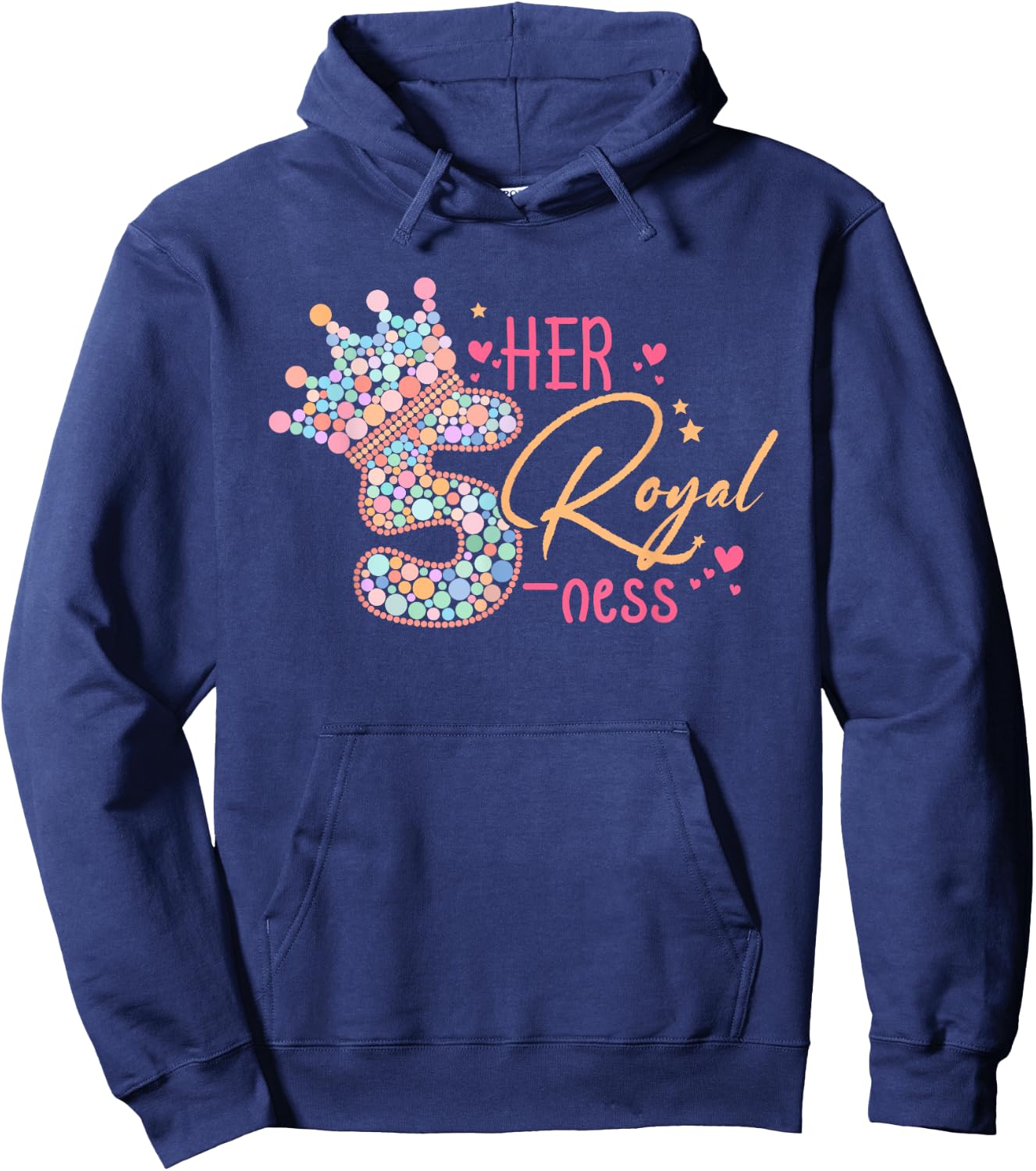 5th Birthday Her Royal Five-ness 5 Years Old Toddler Hoodie - Hoodie | Navy