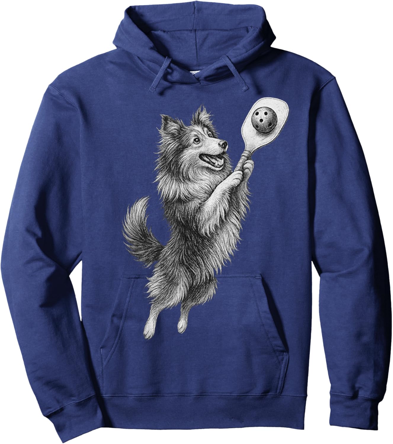 Shetland Sheepdog Playing Pickleball Sports Dog Lover Hoodie - Hoodie | Navy