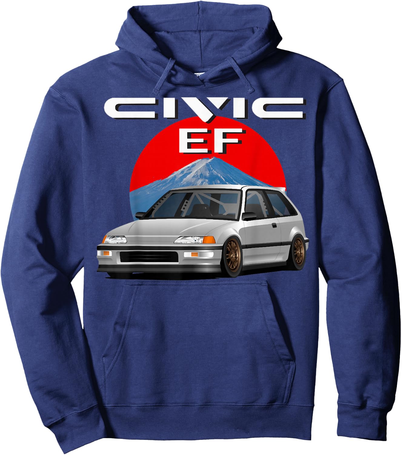 ef civic Japanese car , Small, Black Hoodie - Hoodie | Navy