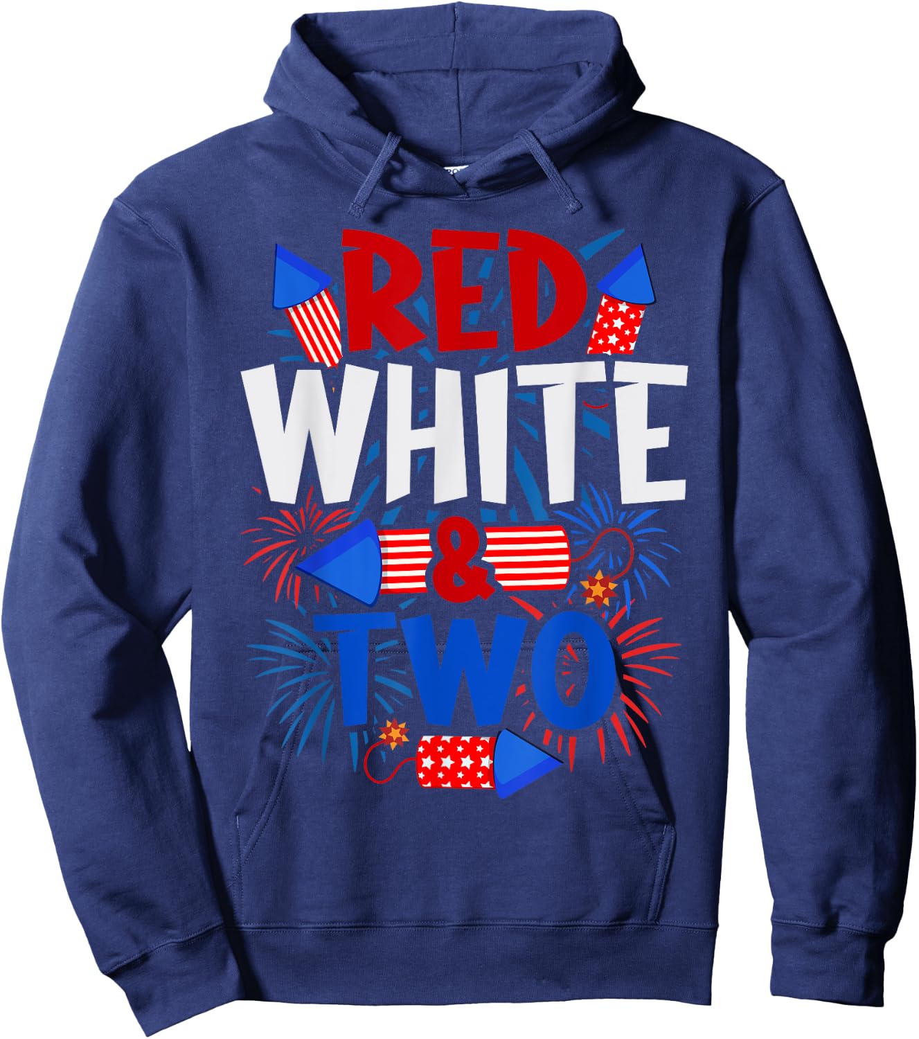 Red White & Two 2nd Birthday 4th Of July Independence Day Hoodie - Hoodie | Navy