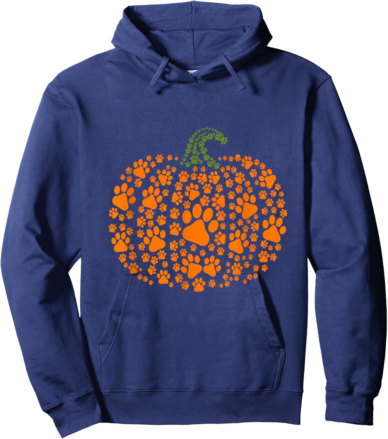 Paw Print Pumpkin Halloween Pet Lover Hoodie - Hoodie | Navy