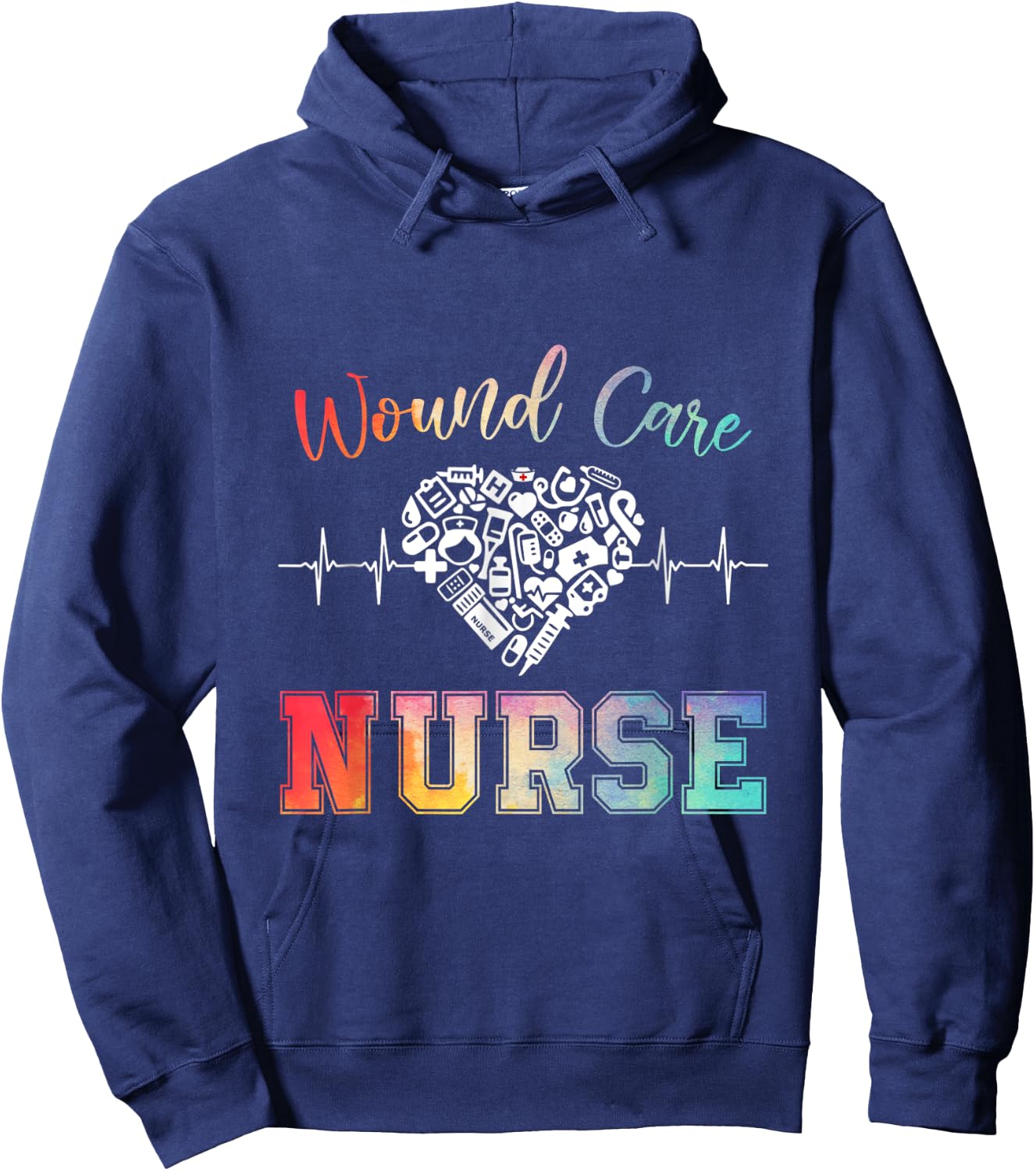 Wound Care Nurse Watercol Love Heart Stethoscope Nurse Women Hoodie - Hoodie | Navy