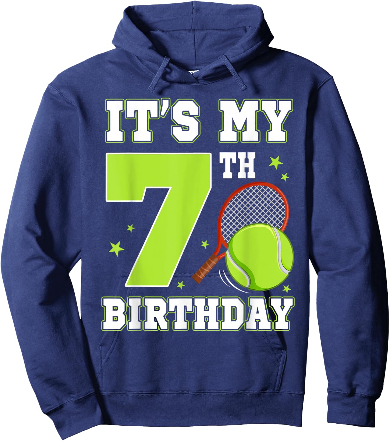 It's My 7th Birthday Tennis Themed 7 Year Old Party Kids Hoodie - Hoodie | Navy