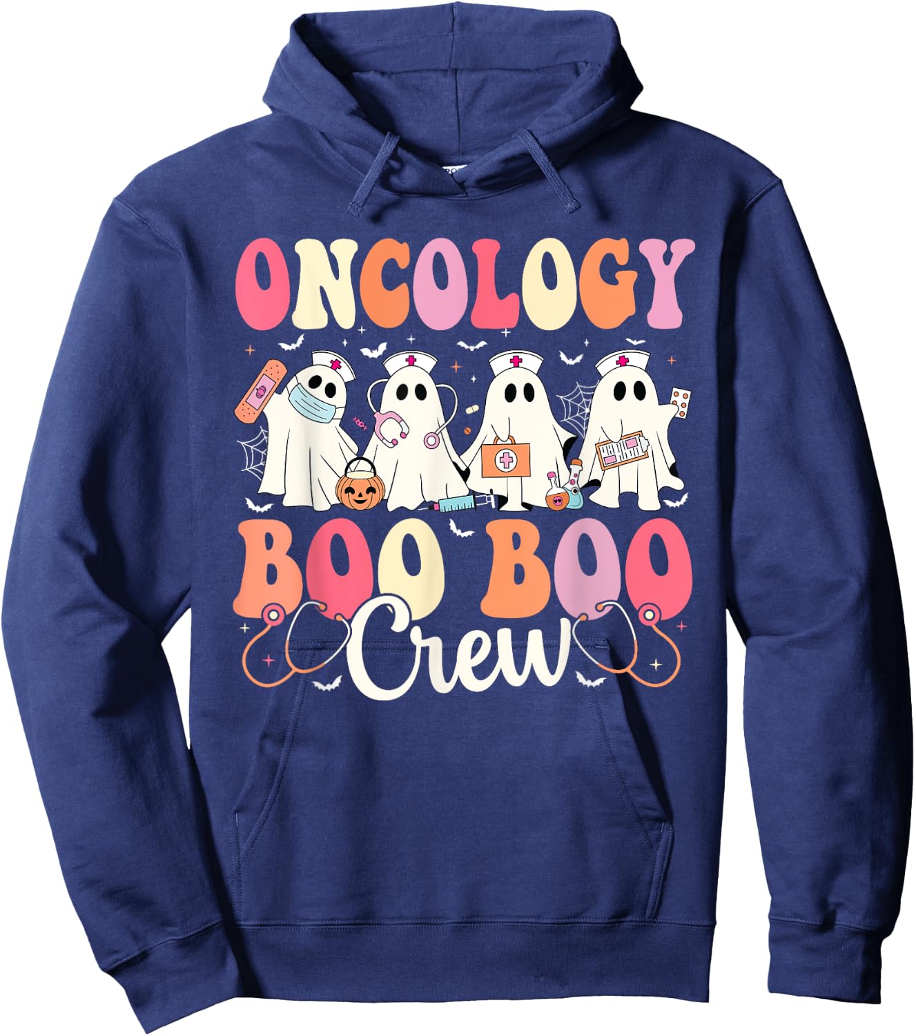 Oncology Nurse Boo Boo Crew Ghost Nurse Halloween Costume Hoodie - Hoodie | Navy