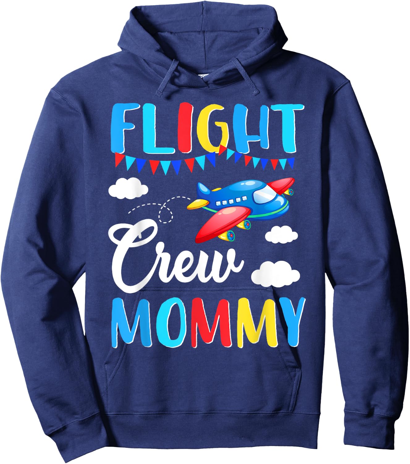 Flight Crew Mommy Airplane Birthday Mommy Family Matching Hoodie - Hoodie | Navy