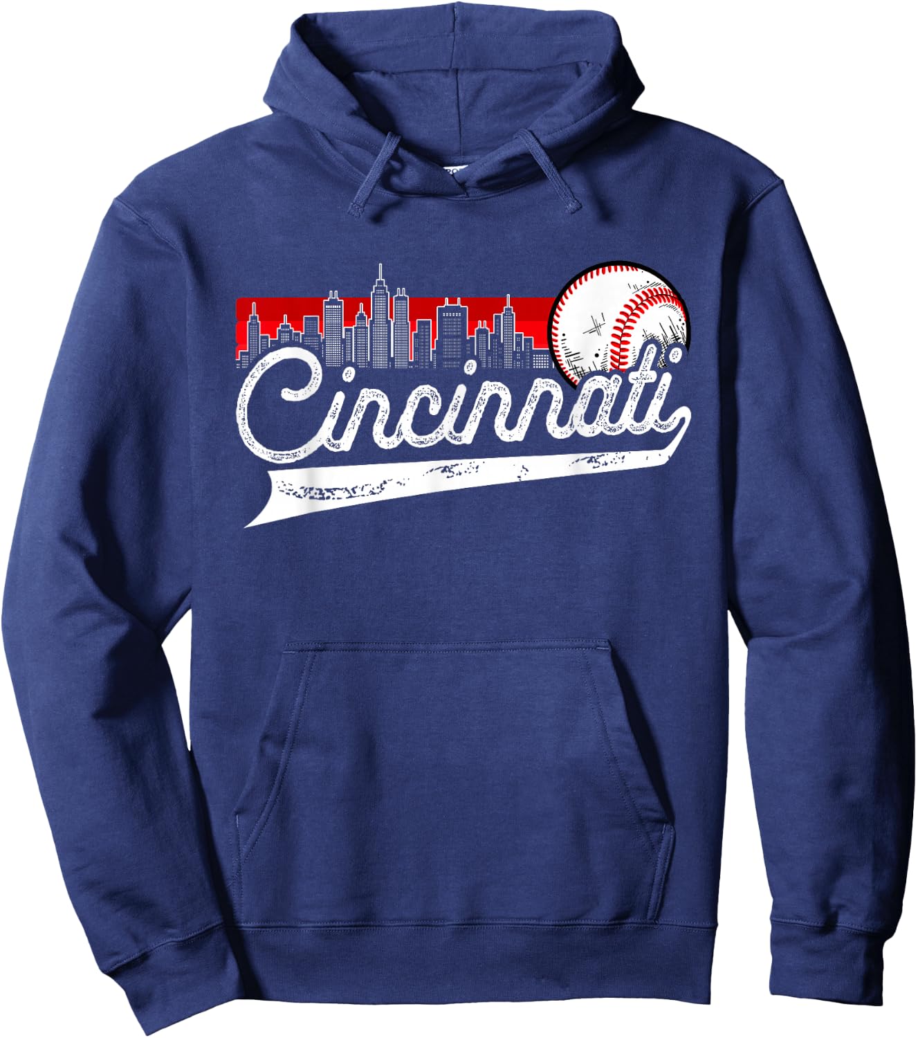 Retro Cincinnati Vintage Baseball Softball Lover Women Men Hoodie - Hoodie | Navy