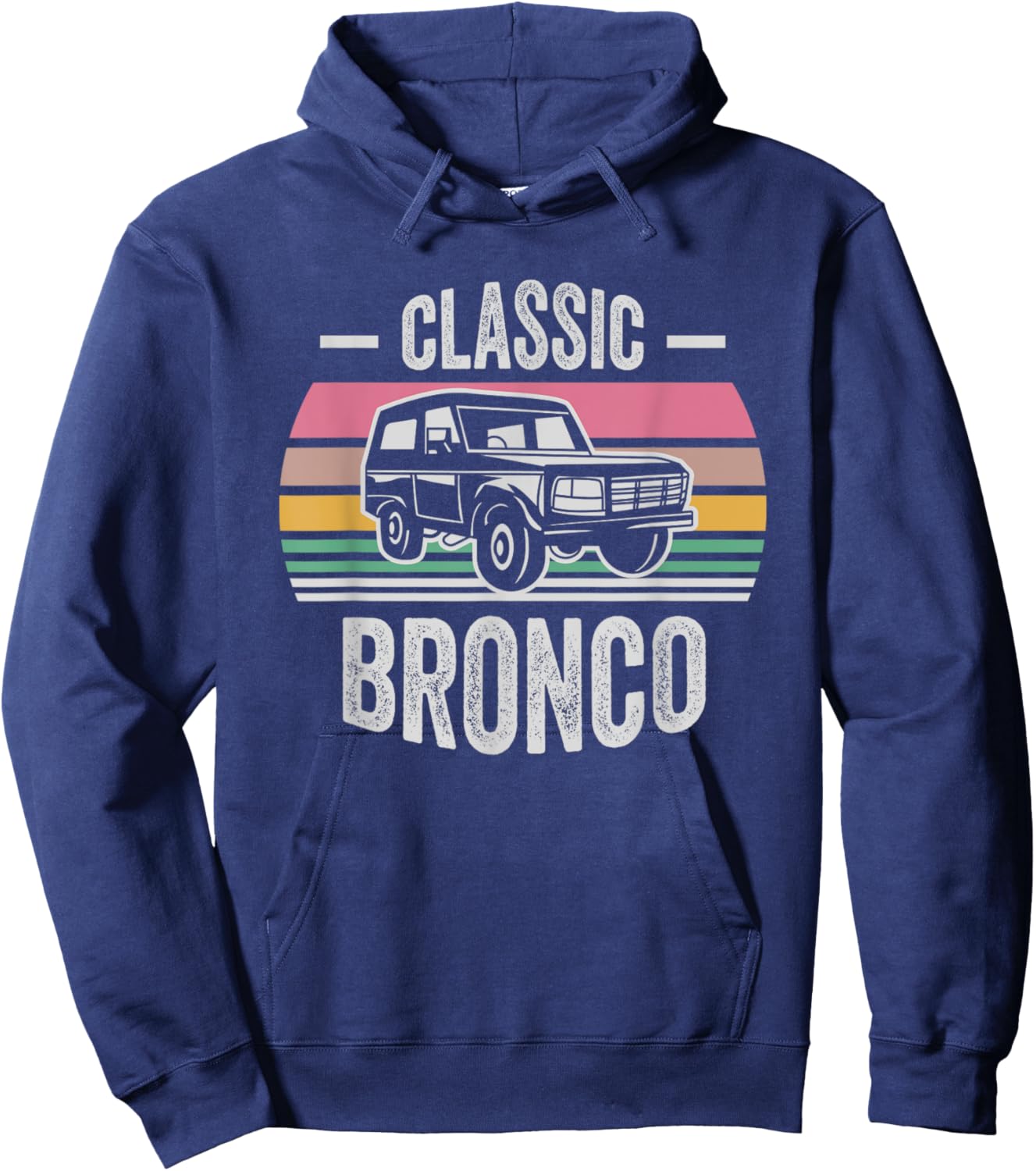 Classic Bronco Retro Style Graphic Hoodie - Hoodie | Navy