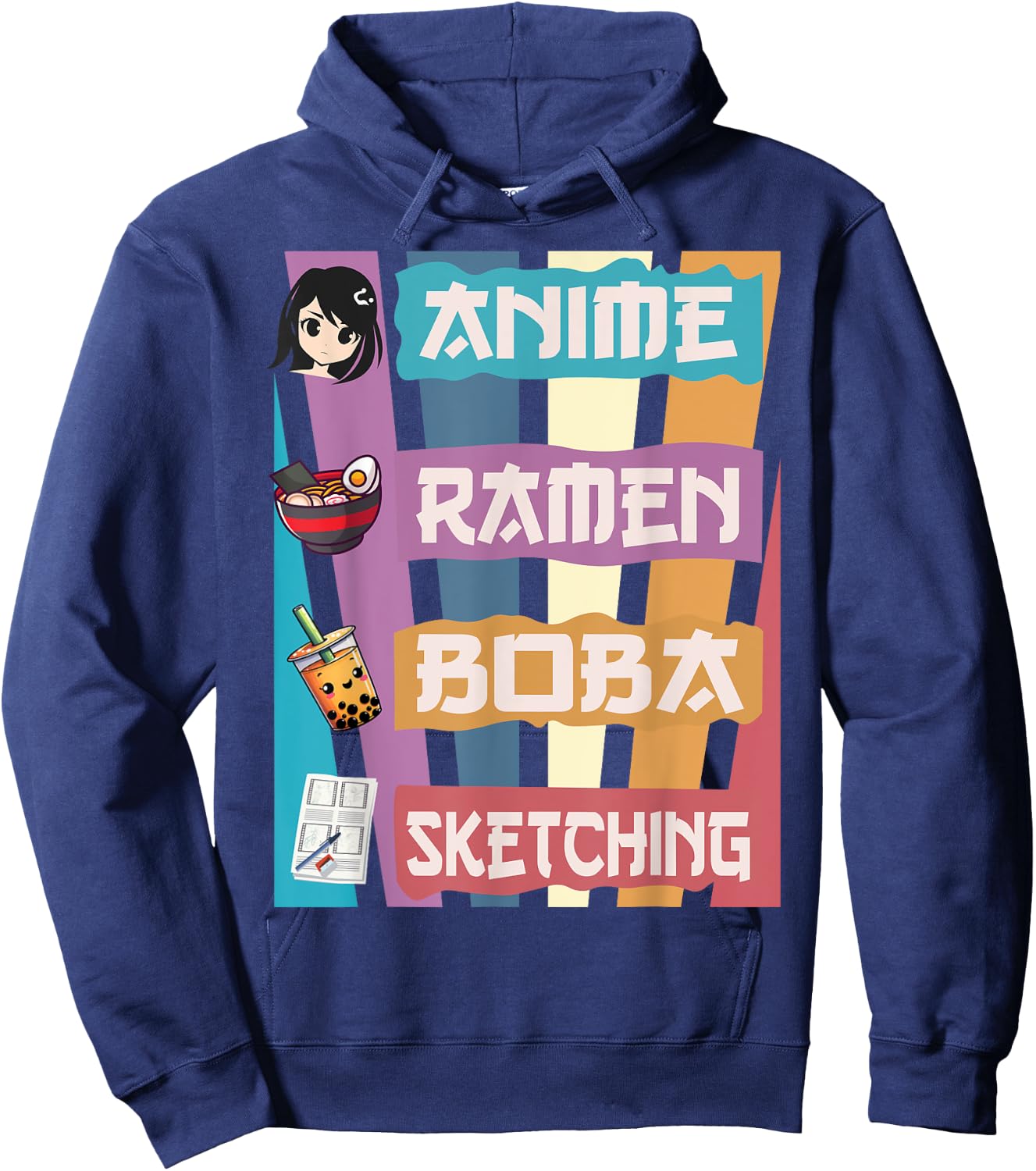 Anime Ramen Boba Sketching Just A Anime Girl Who Love Hoodie - Hoodie | Navy