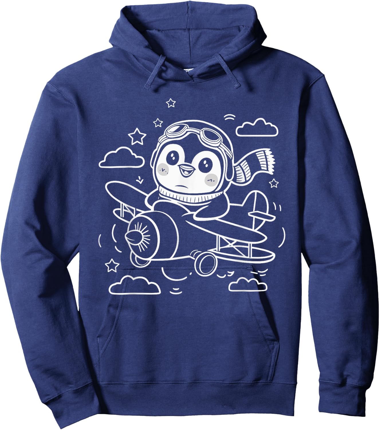 Cute Penguin Pilot In Airplane Aviation Plane Flying Penguin Hoodie - Hoodie | Navy