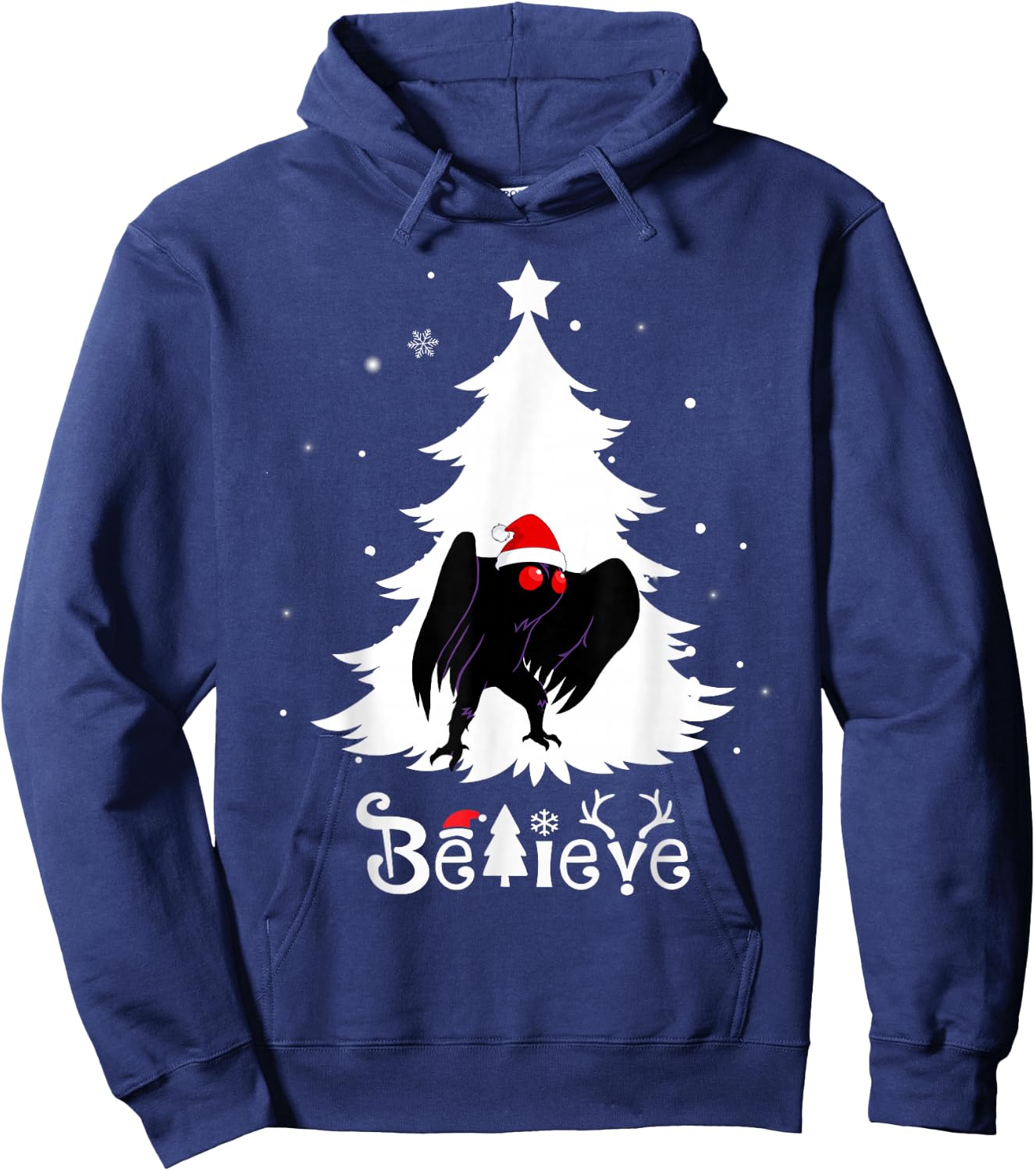 Funny Mothman Believe Christmas Cryptid Point Pleasant Hoodie - Hoodie | Navy