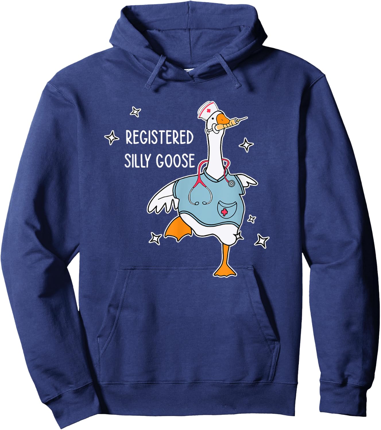 Nurse Registered Silly Goose Nursing School Black X-Small -Adults Short Sleeve Hoodie - Hoodie | Navy