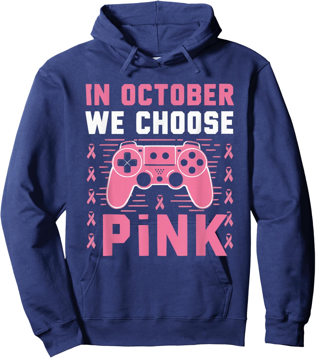 Gamer Breast Cancer Awareness Cancer Survivor Pink Ribbon Hoodie - Hoodie | Navy