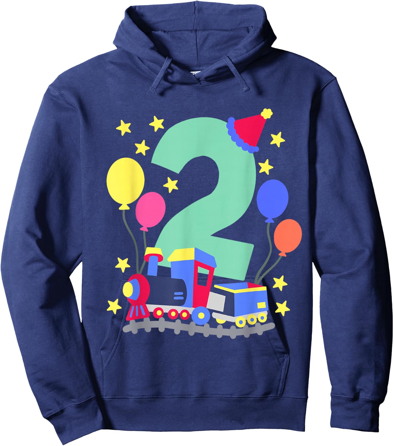 2nd Birthday Train Lovers I'm 2 Boys Kids Two Years Old Hoodie - Hoodie | Navy