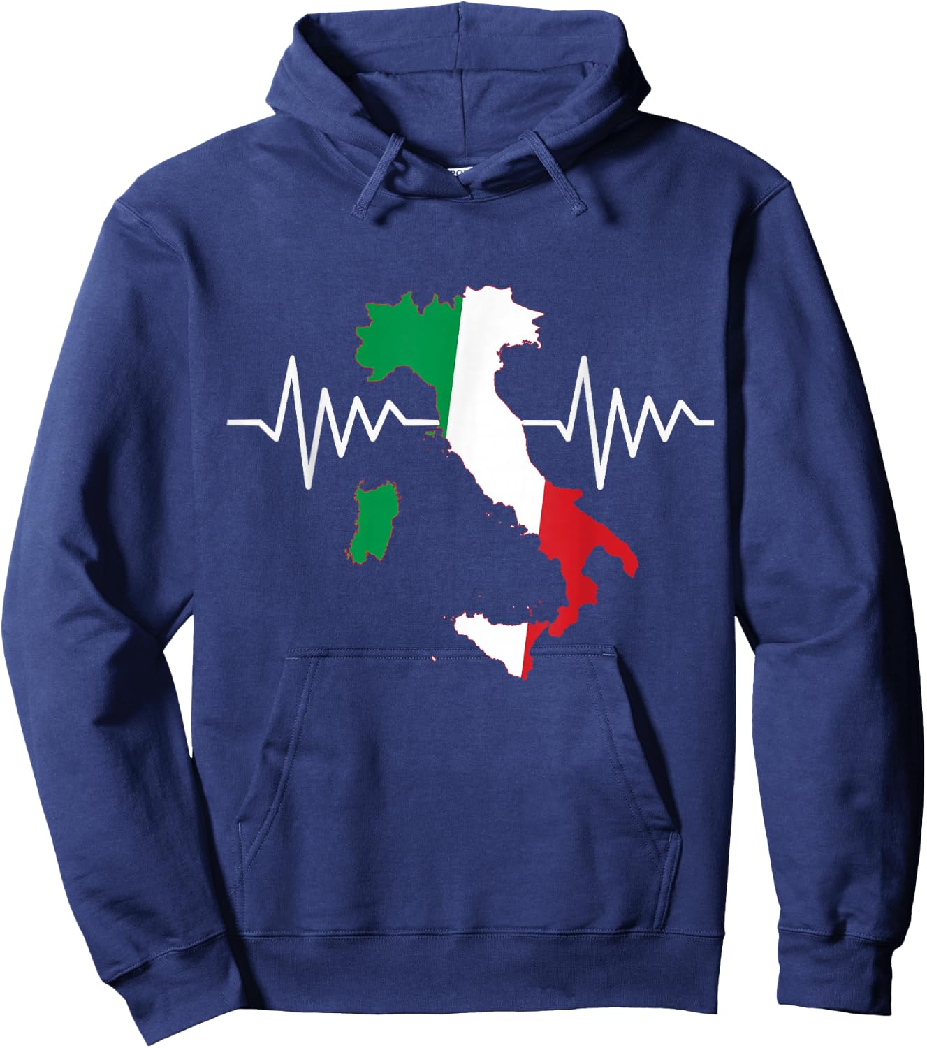 Italy Flag Heart Heartbeat for Italy Men Women Kids Hoodie - Hoodie | Navy