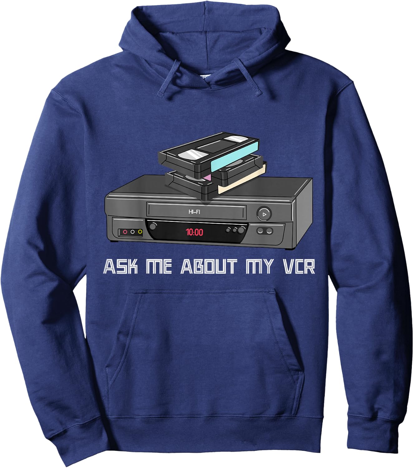 Funny VHS Cassette Tapes 1980s VCR Video Retro Hoodie - Hoodie | Navy