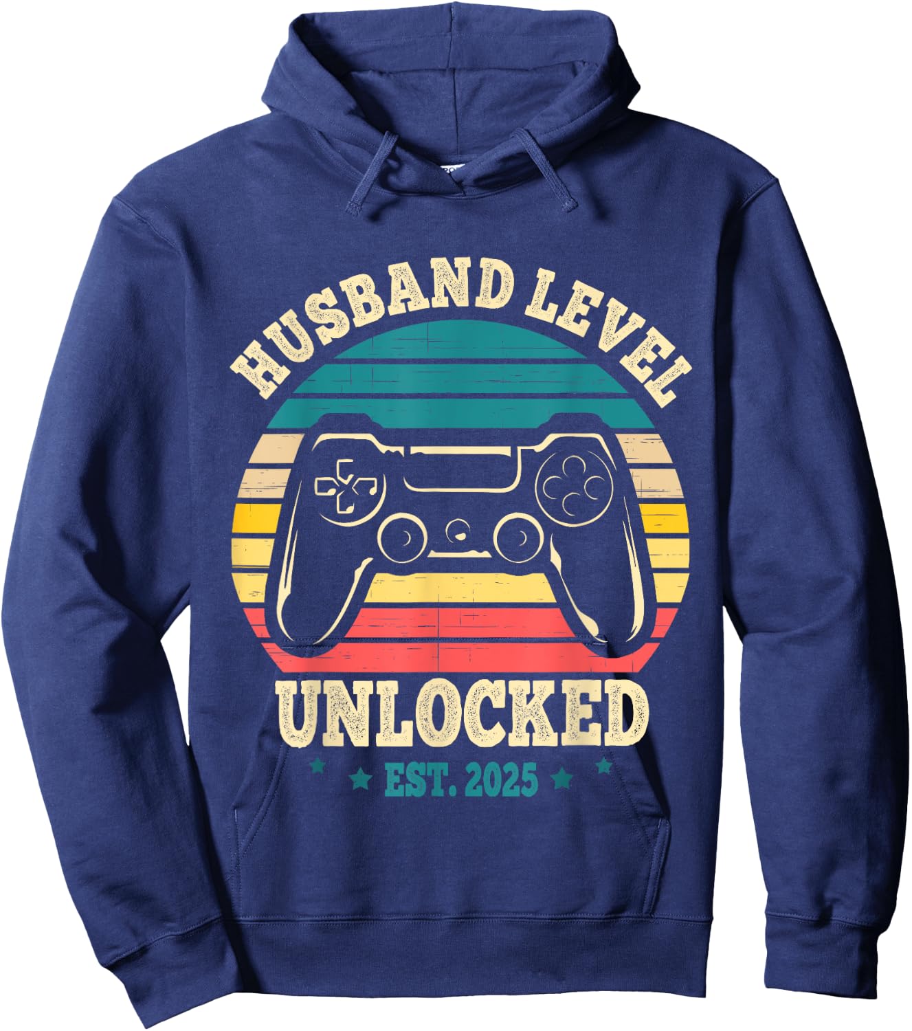 Just Married Gamer Leveled Up To Husband Level Unlocked 2025 Hoodie - Hoodie | Navy