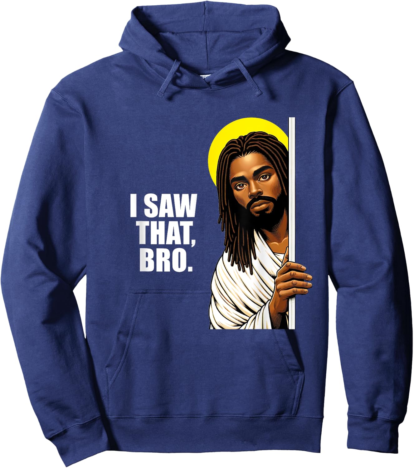 I Saw That Bro Black Jesus | Funny Christian Locs Hoodie - Hoodie | Navy