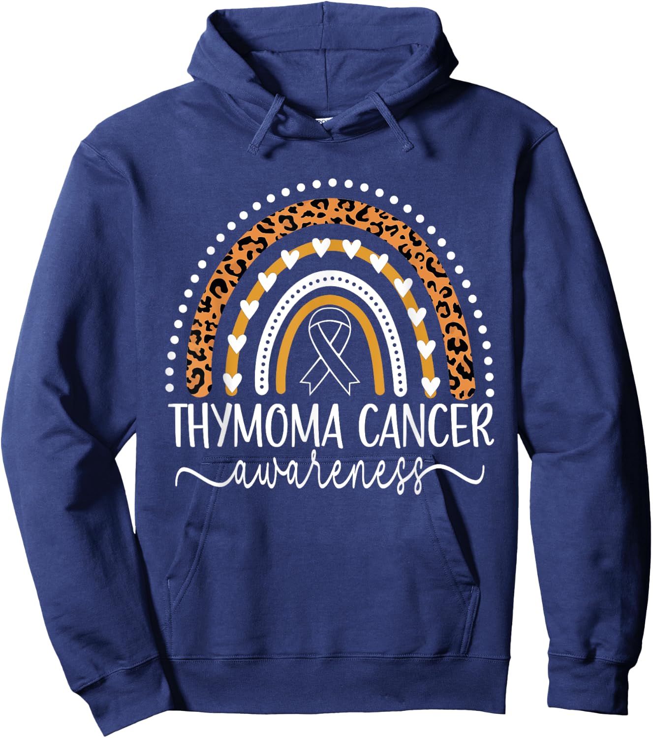 Wear Purple Thymoma Cancer Awareness Leopard Rainbow Hoodie - Hoodie | Navy