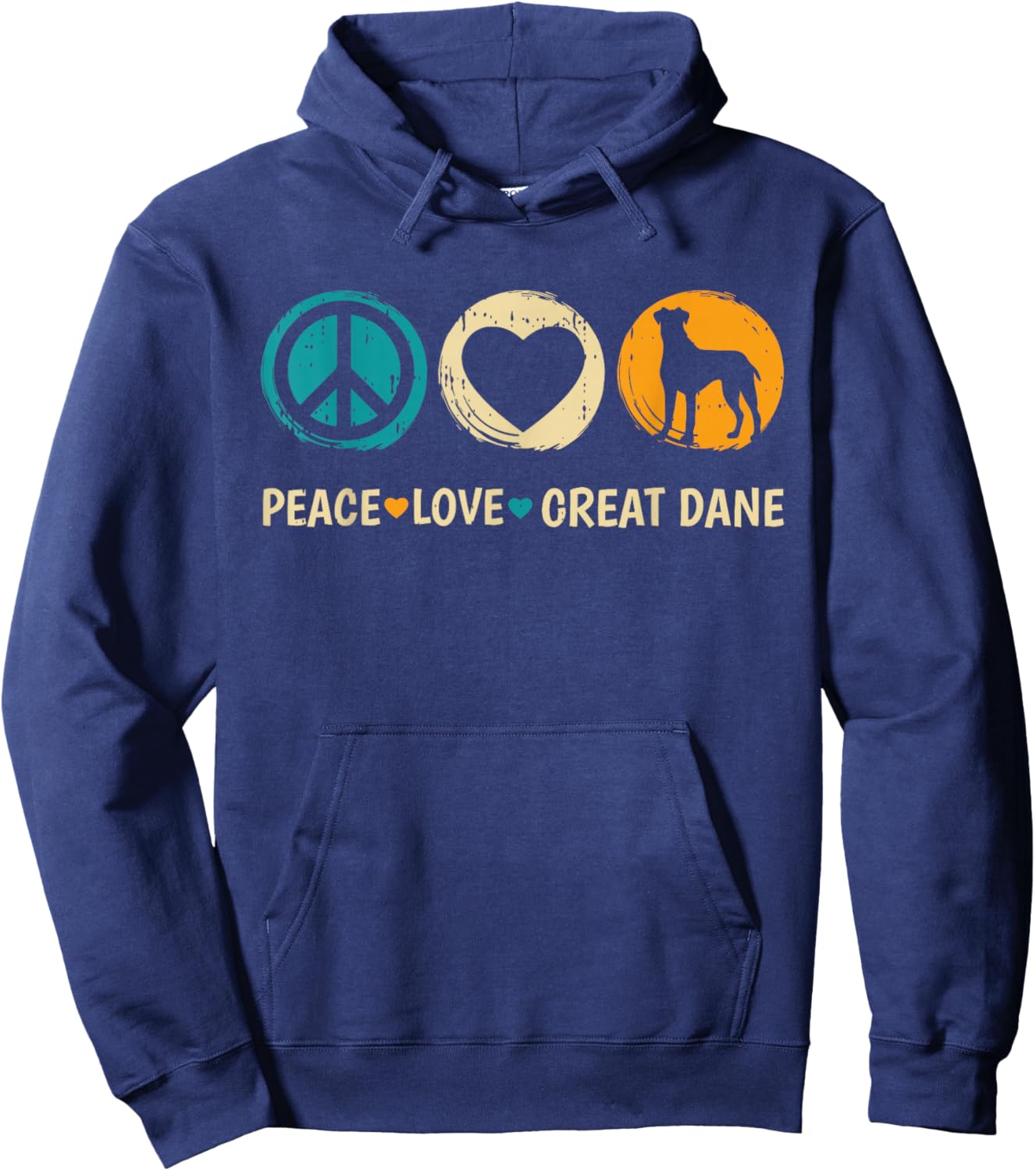 Peace Love Great Dane Dog Lover Puppy Owner Animal Groomer Hoodie - Hoodie | Navy