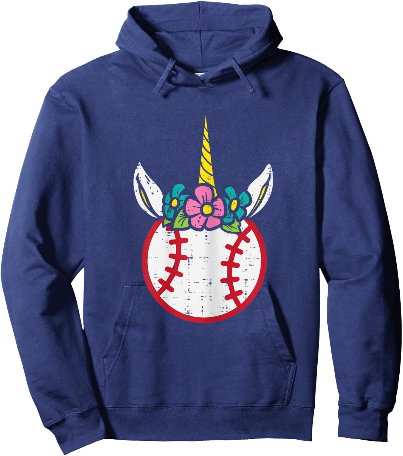 Unicorn Head Baseball Cute Sport Lovers Kids Girls Women Hoodie - Hoodie | Navy