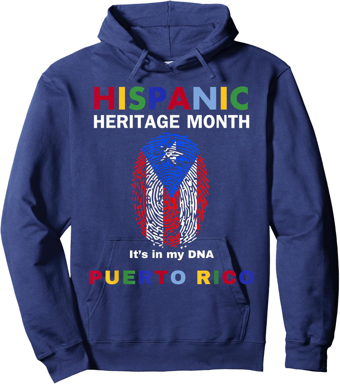 Puerto Rico. Its in my DNA. Puerto Rico. Hispanic Heritage. Hoodie - Hoodie | Navy