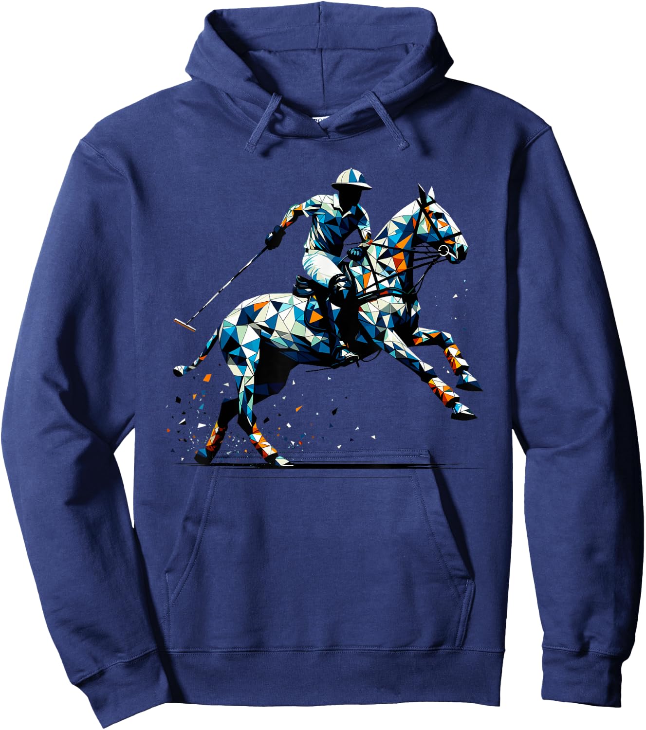 Polygon Art Polo Horseback Riding Horses Equestrian Horse Hoodie - Hoodie | Navy