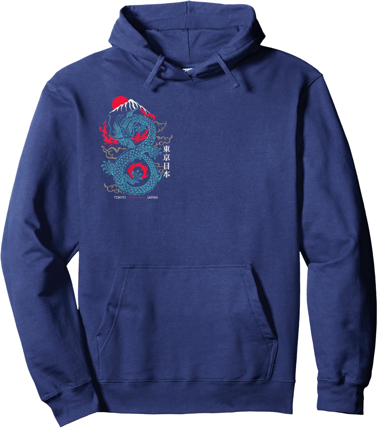 Tokyo Japan Asian Style Aesthetic Japanese Dragon On Back Hoodie - Hoodie | Navy