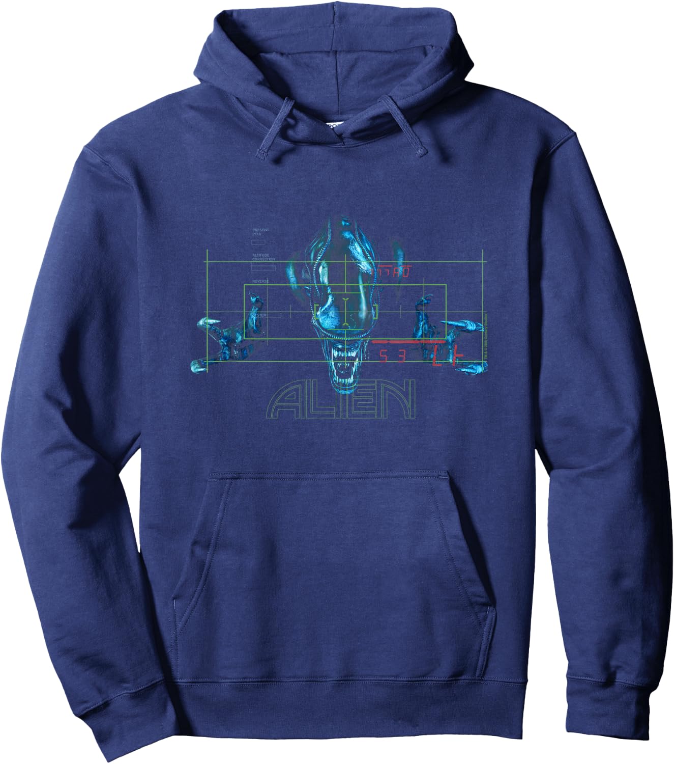 Aliens Iconic Dangerous Xenomorph Target Big Chest Poster Hoodie - Hoodie | Navy