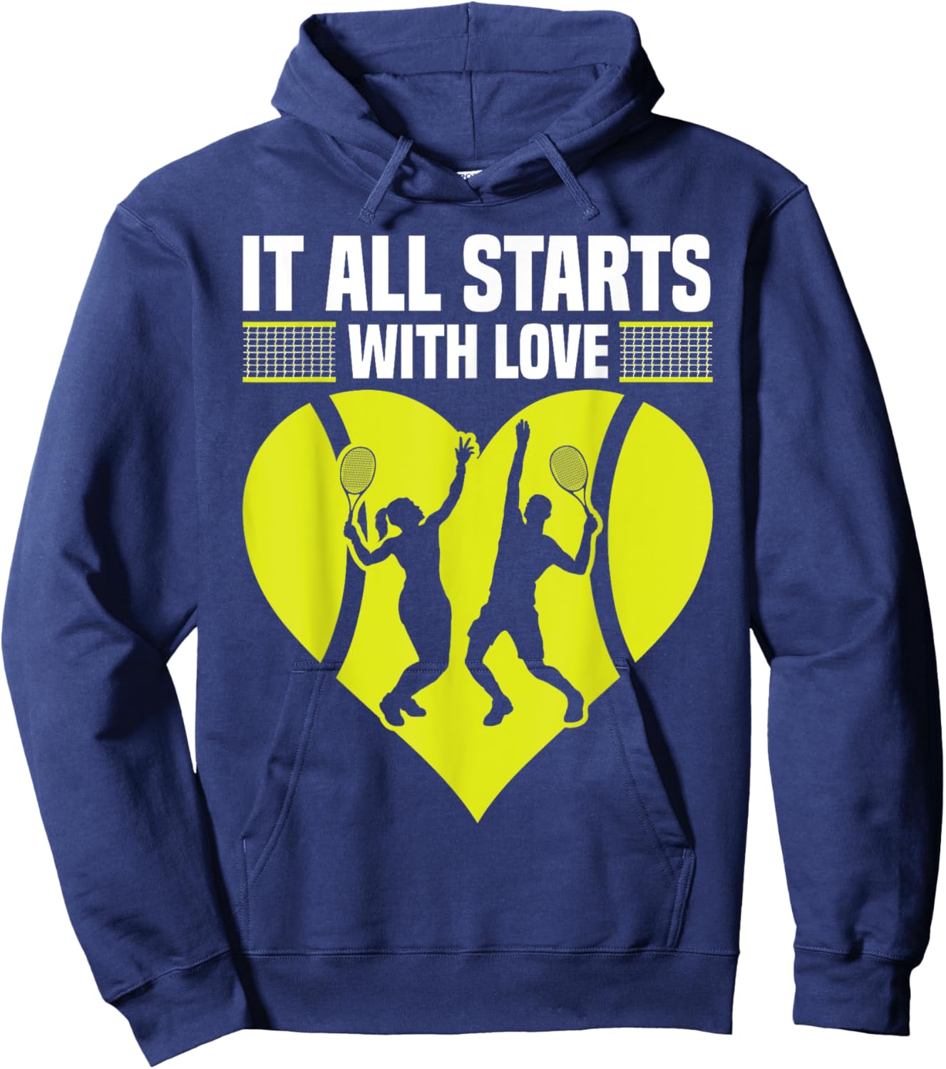 It All Starts With Love Funny Tennis Players Sports People Hoodie - Hoodie | Navy