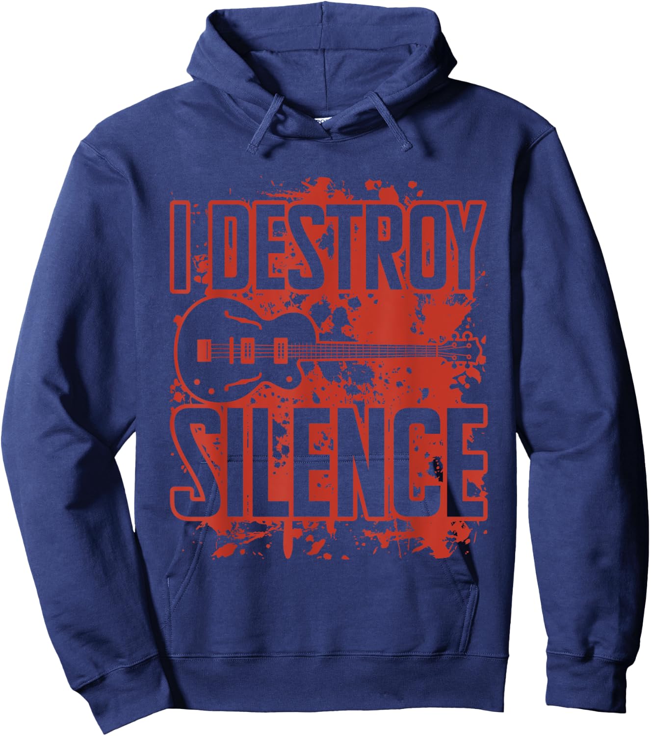 I Destroy Silence Bass Player Funny Guitar Music Enthusiasts Hoodie - Hoodie | Navy
