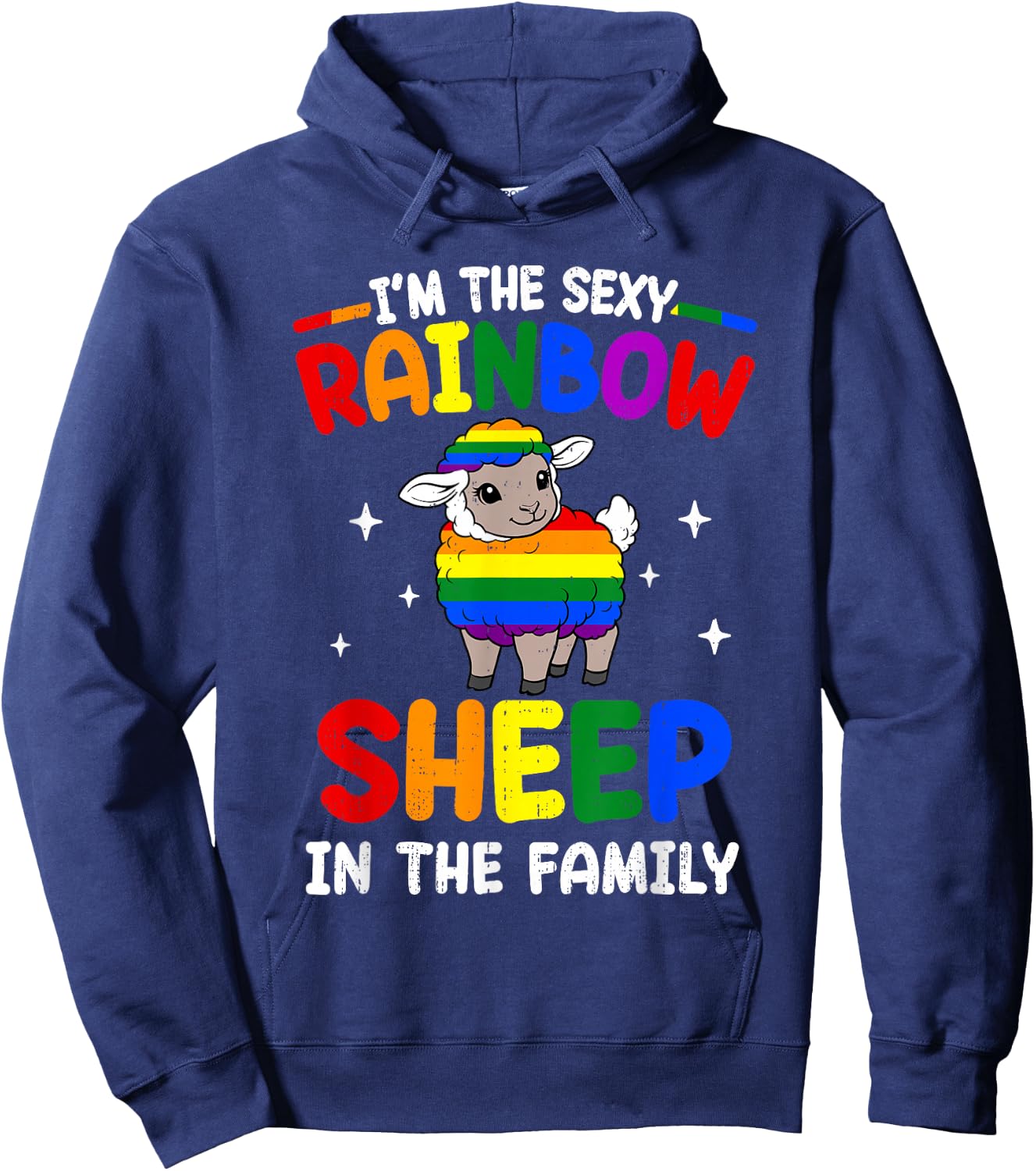 Rainbow Sheep in Family LGBT Gay Lesbian Pride Ally Women Hoodie - Hoodie | Navy