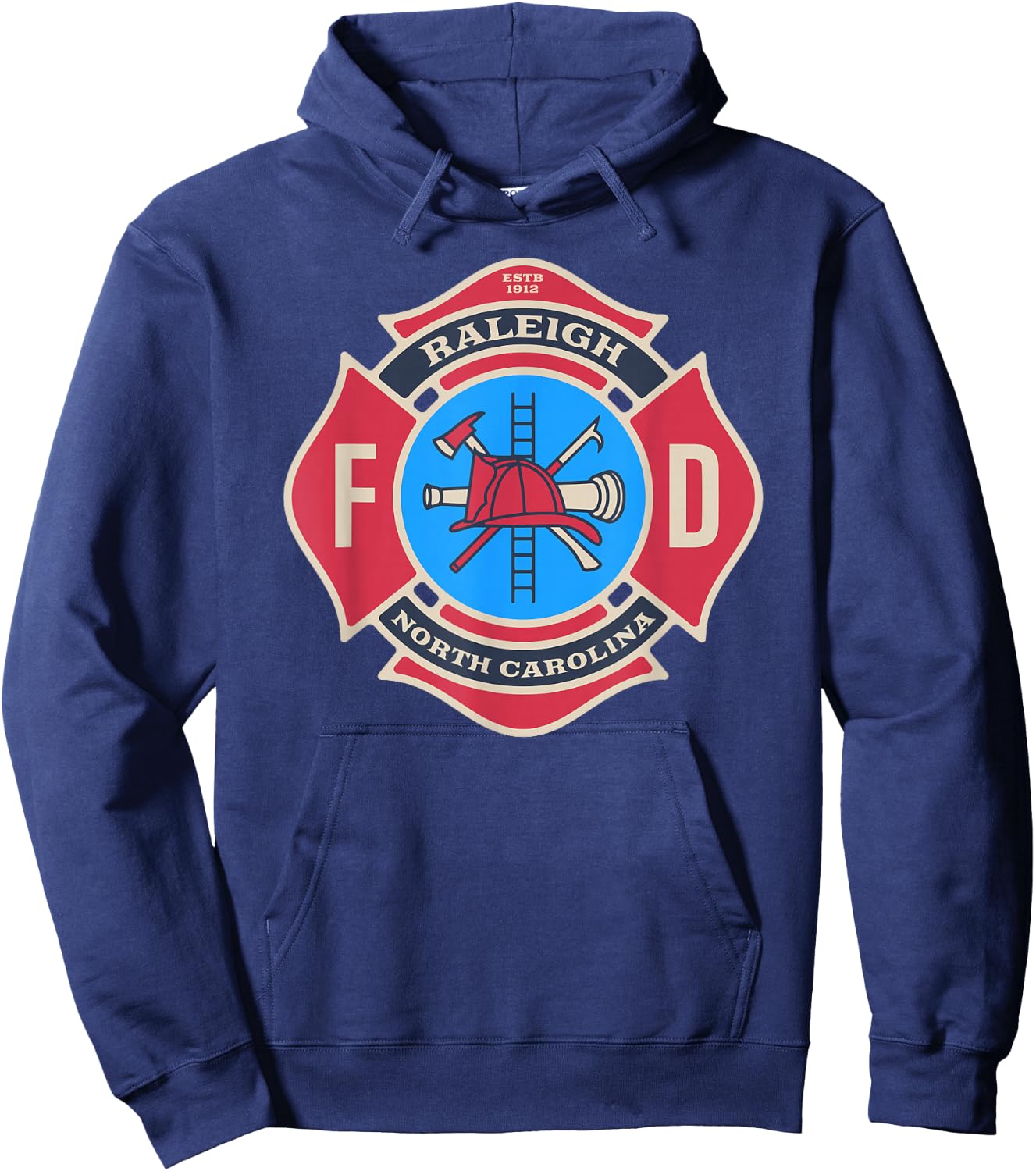 Raleigh, NC Bravery Badge Firefighter's Pride Emblem Hoodie - Hoodie | Navy