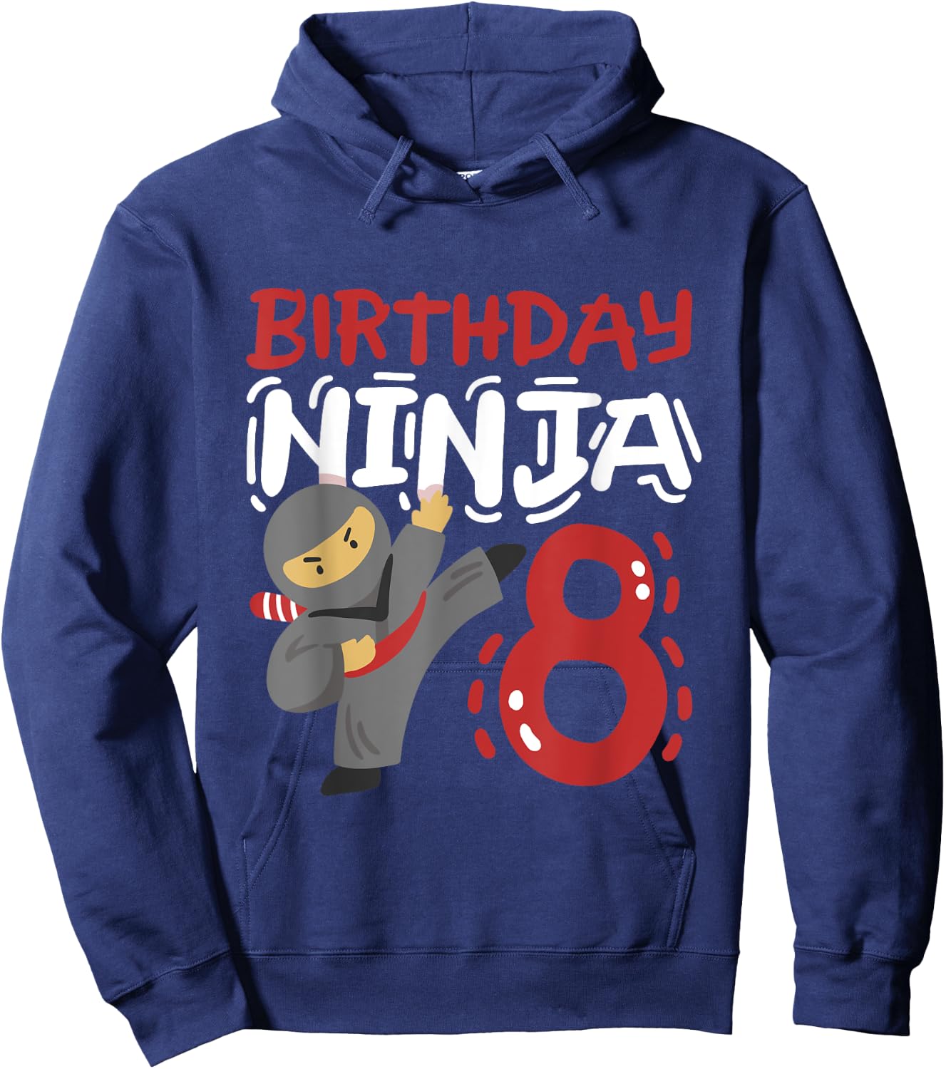 Birthday Ninja 8 Years Old Karate Kids 8th Birthday Boys Hoodie - Hoodie | Navy