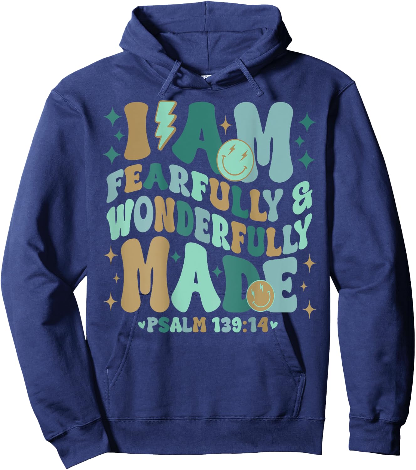I am Fearfully & Wonderfully Made Retro Hoodie - Hoodie | Navy