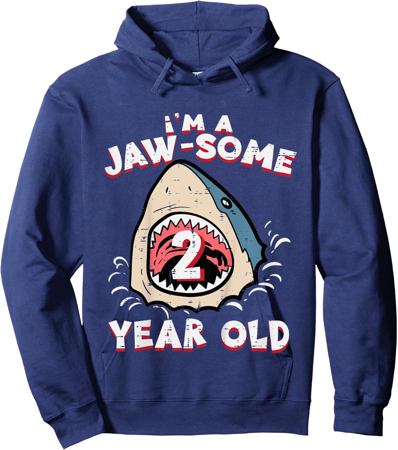Im Jaw Some 2 Year Old Shark 2nd Birthday Boys Girls Kids Hoodie - Hoodie | Navy