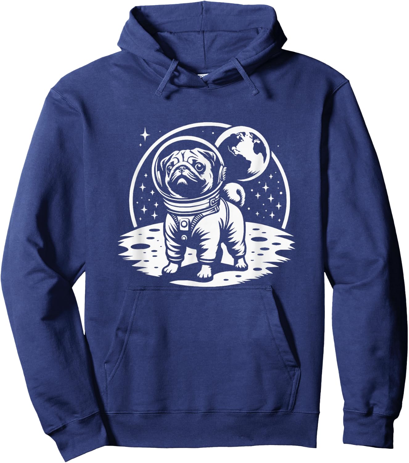 Pug Astronaut Space Graphic Design Hoodie - Hoodie | Navy