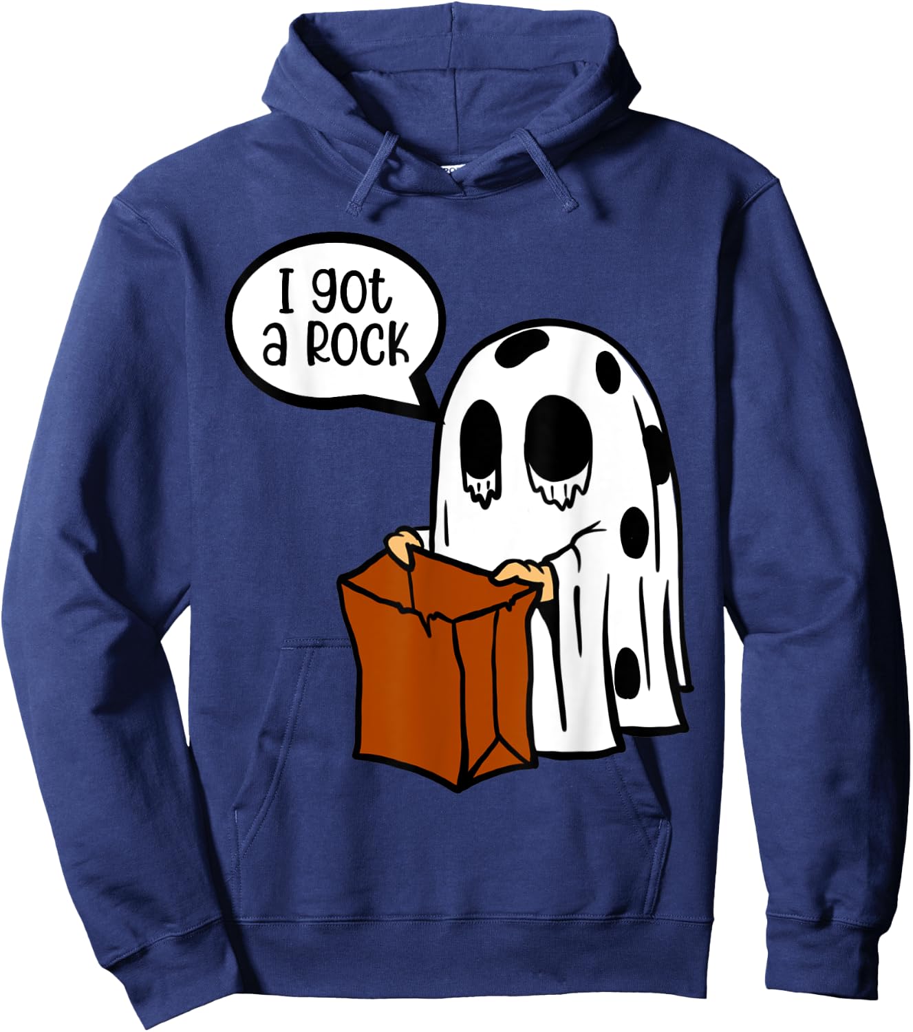 Halloween I Got A Rock Ghost Costume with Brown paper bag Hoodie - Hoodie | Navy