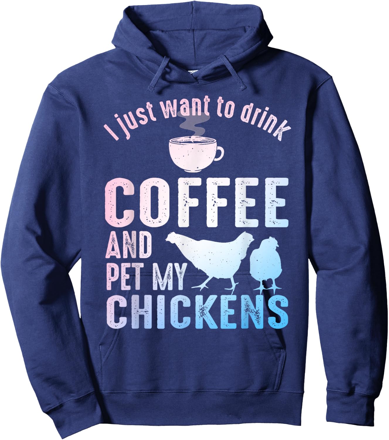 Funny Chicken Art Women Coffee Lover Chicken Farmer Hoodie - Hoodie | Navy