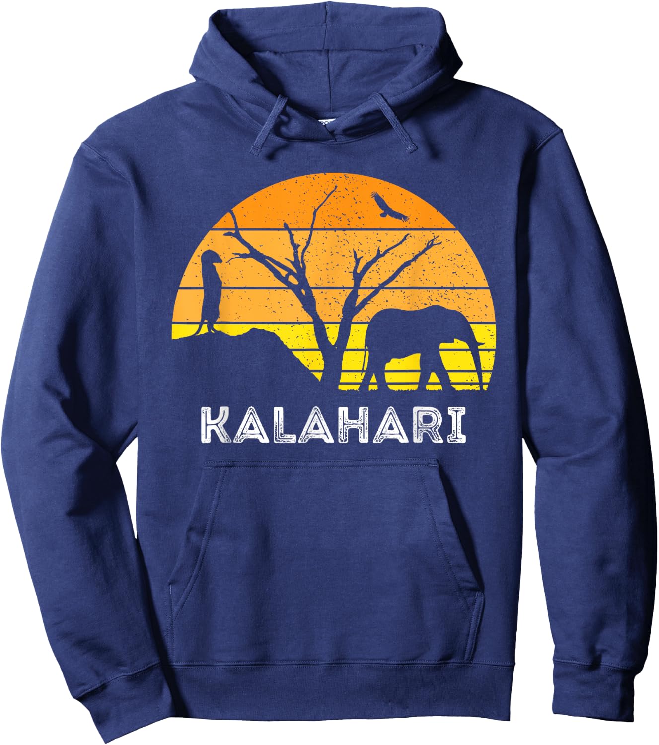 Kalahari Desert Elephant Meerkat Sunset Safari Africa Hoodie - Hoodie | Navy