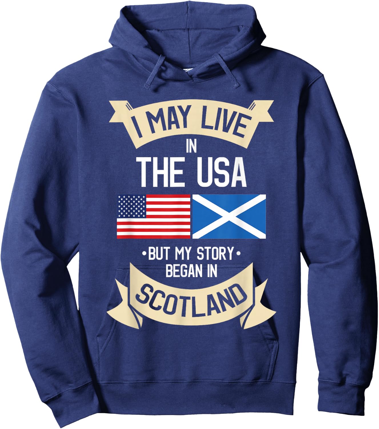 Scotland American Flag USA Scottish Roots Gifts Hoodie - Hoodie | Navy