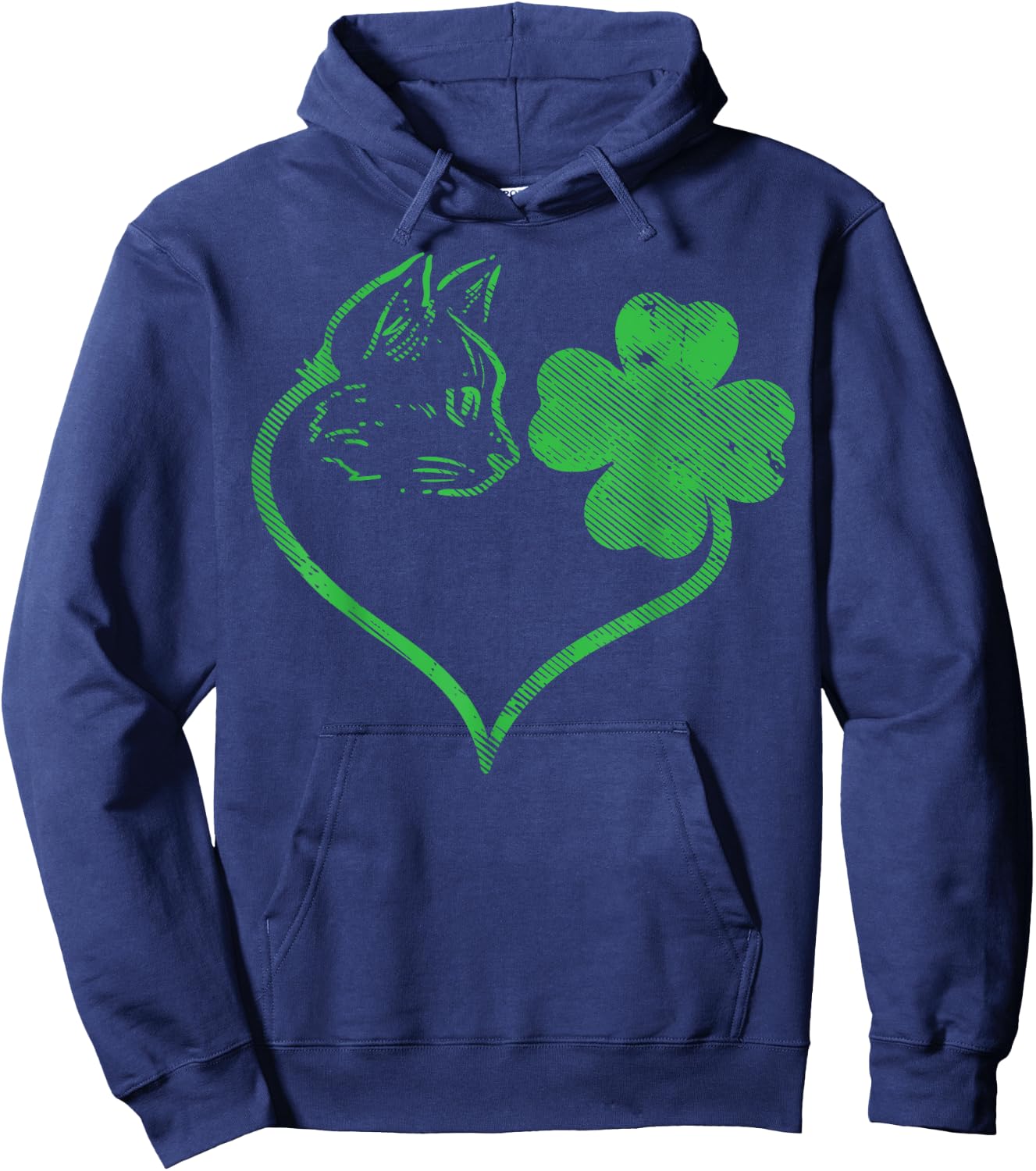 Cat Silhouette Shamrock St Patricks Day Kitten Lover Pet Hoodie - Hoodie | Navy