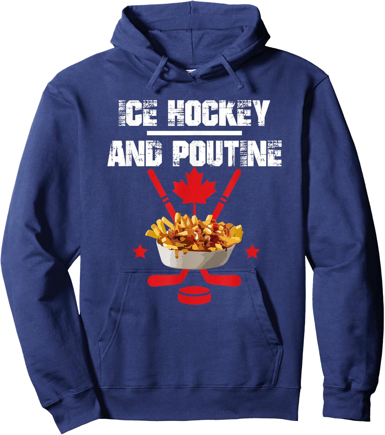 Canadian Ice Hockey and Poutine Hoodie - Hoodie | Navy
