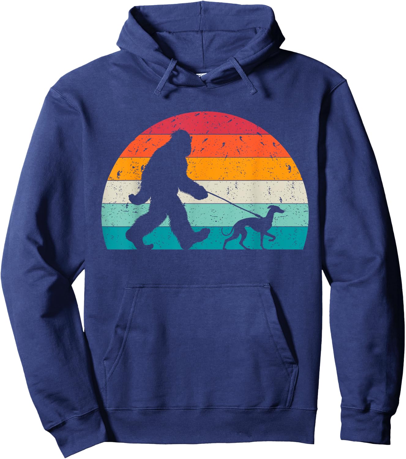 Bigfoot Walking a Dog Funny Italian Greyhound Lovers Dog Dad Women Kids Hoodie - Hoodie | Navy