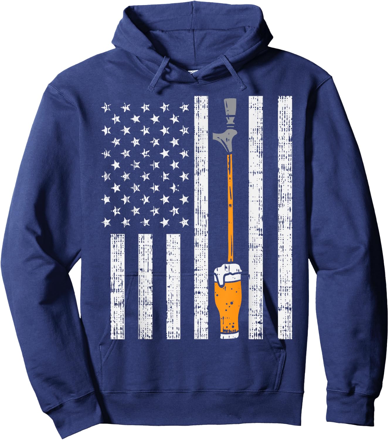 Tap Beer US Flag Fun Draft Draught Fathers Day Men Dad Gift Hoodie - Hoodie | Navy