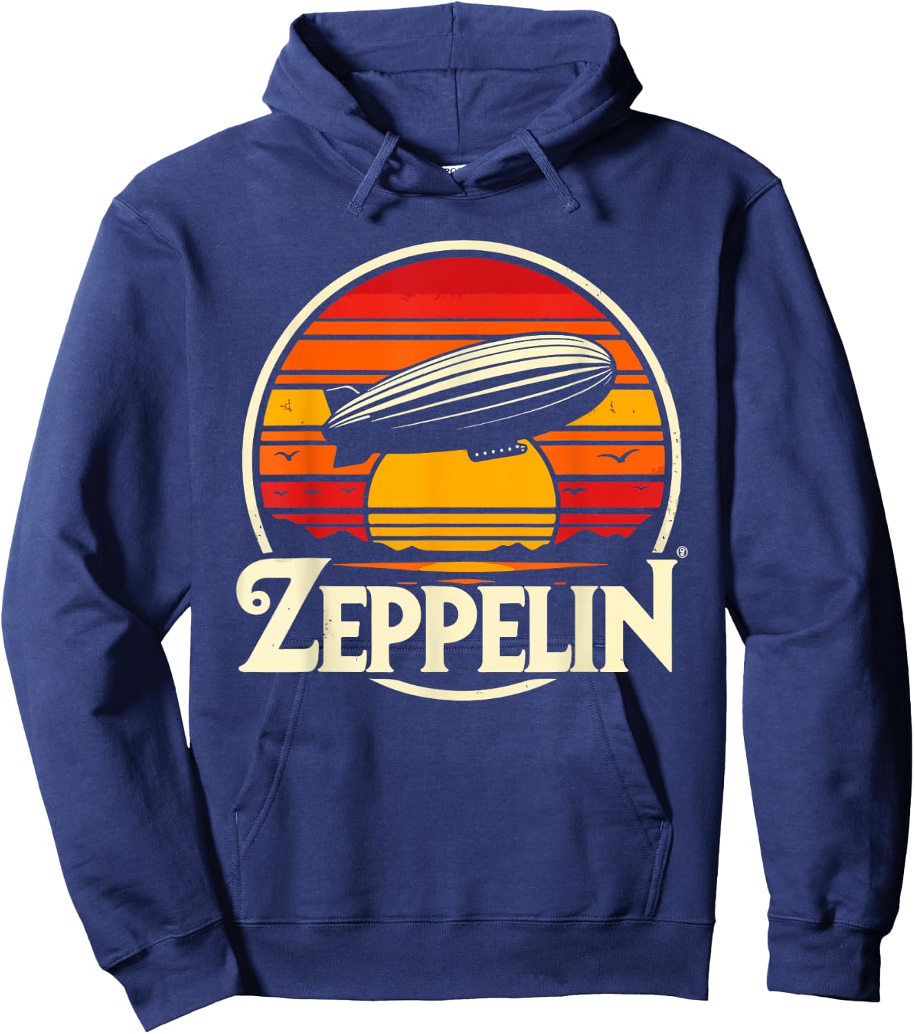 Retro Zeppelin Vintage Dirigible Airship 70s 80s Zepelin Hoodie - Hoodie | Navy