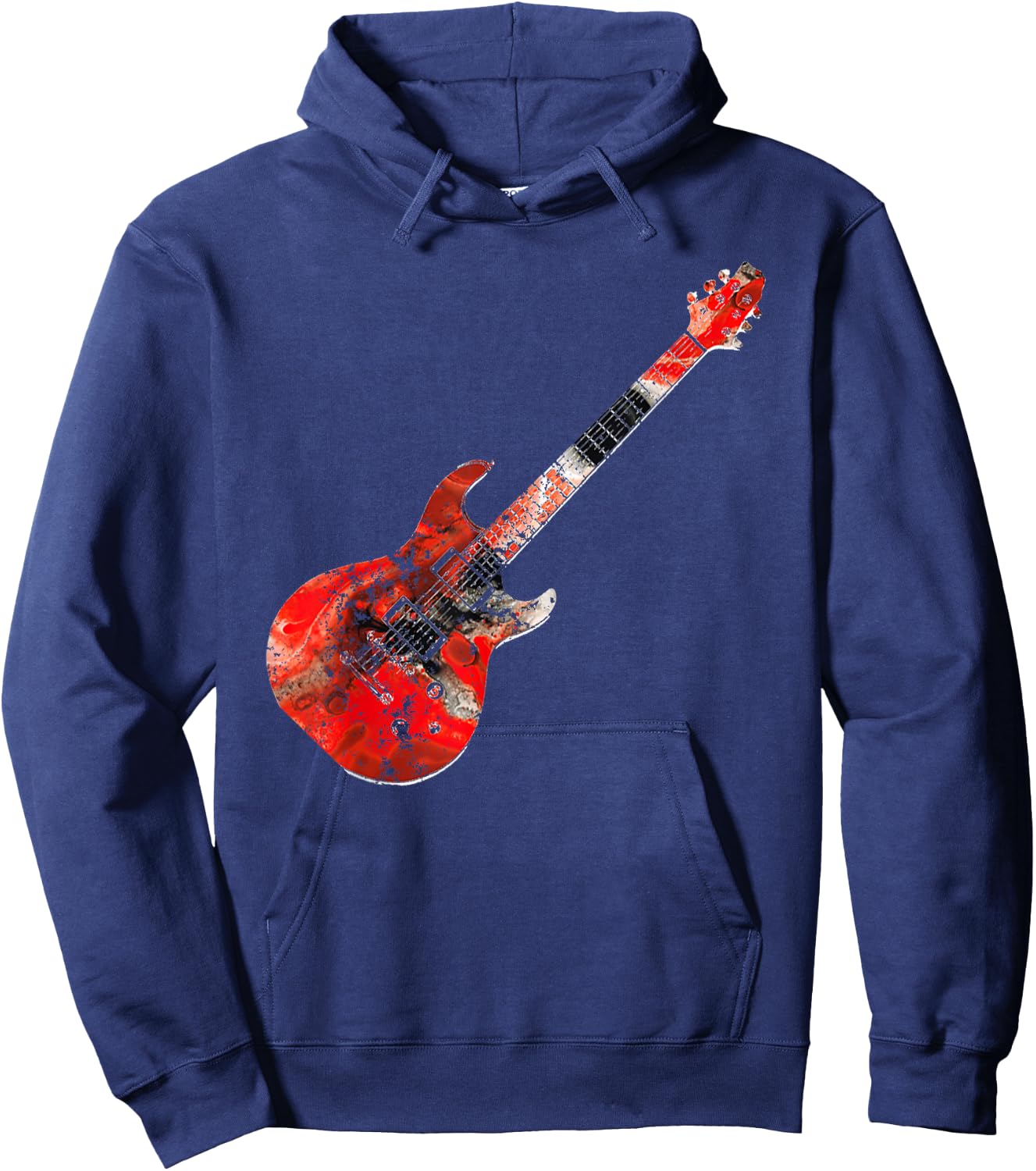 Playable Guitar Shirt Electric Guitar Colorful Abstract Hoodie - Hoodie | Navy