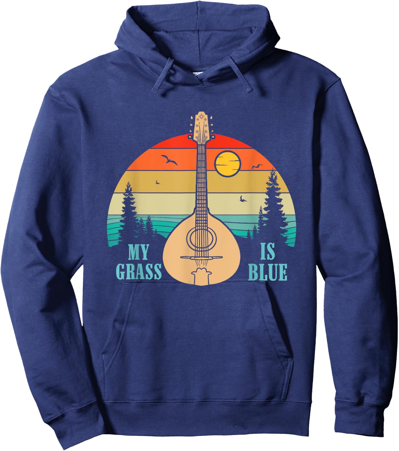 My Grass Is Blue Bluegrass String Instrument Mandolin Hoodie - Hoodie | Navy