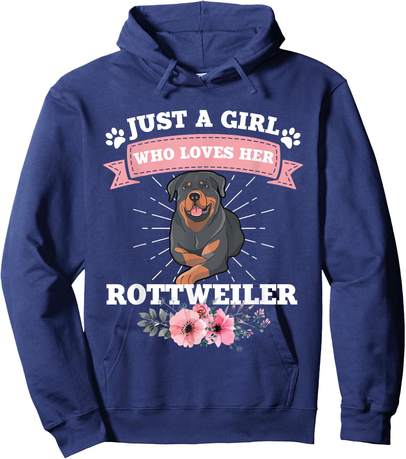 Just A Girl Who Loves Her Rottweiler Dog Gift Rottweiler Hoodie - Hoodie | Navy